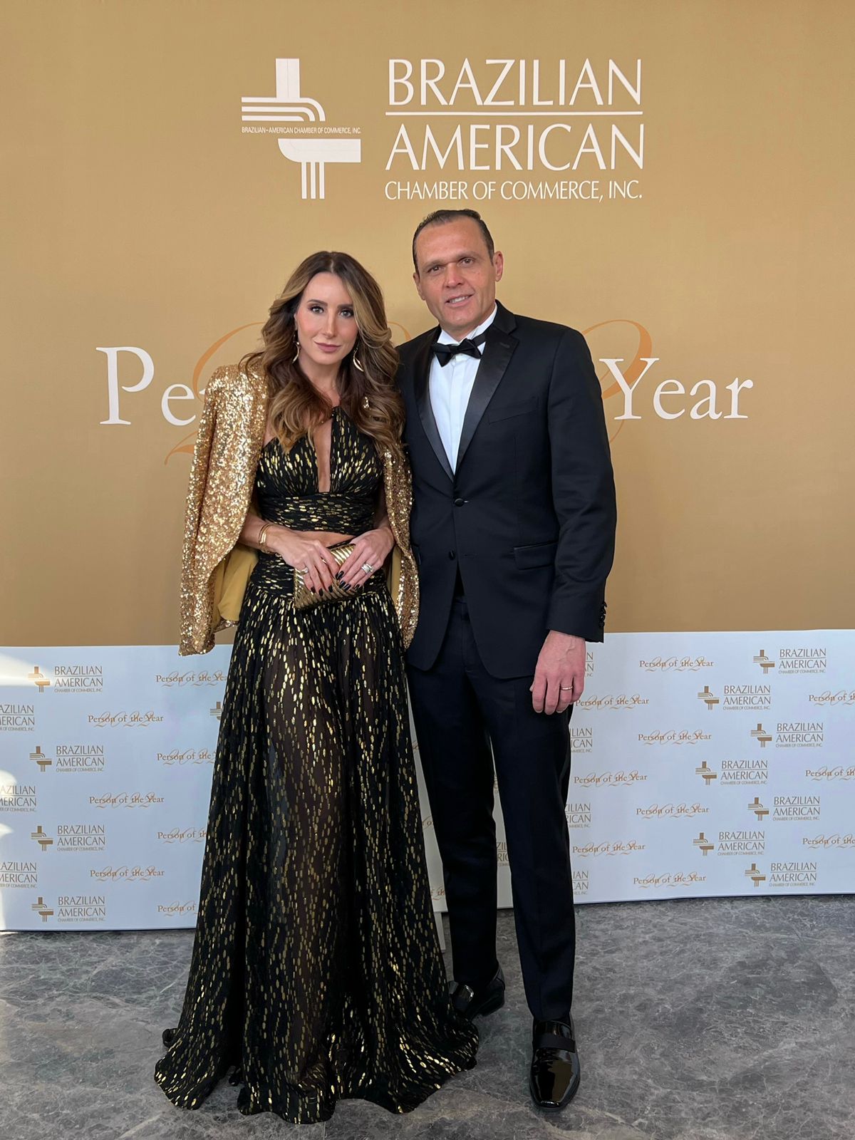 Melaine Fernandes e Eduardo Diogo no jantar de gala do Person of the Year (Foto: Arquivo pessoal)
